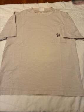 DeFry 01 Beige 100% Cotton Pocket T-Shirt with Embroidered Ram Logo Size M